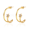 Stainless Steel Arc Stud Earrings with Cubic Zirconia for Women KB3039-1-1