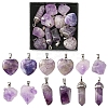 12Pcs 4 Styles Natural Amethyst Pendants G-FS0005-62-1