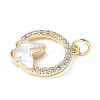 Brass Micro Pave Cubic Zirconia and Glass Pendants KK-F892-50G-3