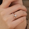 Retro Brass Micro Pave Clear Cubic Zirconia Finger Rings for Women FS-WG492FF-02-2