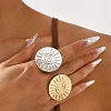 Big Flat Round with Sun Alloy Open Cuff Rings for Women RJEW-U006-04P-1