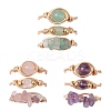 3Pcs 3 Styles Natural Rose Quartz & Amethyst & Green Aventurine Finger Rings RJEW-JR00745-1