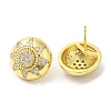 Rack Plating Brass Half Round with Sun Stud Earrings with Crystal Rhinestone for Women EJEW-D059-14G-2