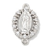 Rack Plating Brass Clear Cubic Zirconia Religion Oval Virgin Mary Connector Charms X-KK-L224-097P-1