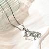 201 Stainless Steel Dog Outline Pendant Necklaces NJEW-P327-06P-2