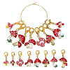 16Pcs 8 Styles Mushroom Alloy Enamel Pendant Locking Stitch Markers HJEW-HY00115-1