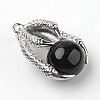 Eagle Claw Alloy Natural Dyed & Heated Black Agate Pendants G-L455-A10-2
