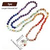 Natural Mixed Stone Tree of Life Pendant Necklace with Round Beaded Chains NJEW-AB00015-01-2