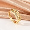 Curb Chain Style Brass Micro Pave Clear Cubic Zirconia Open Cuff Rings for Women RJEW-G343-07G-1