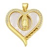 Real 18K Gold Plated Brass Pendants with Shell KK-D534-05G-04-1