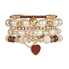 5Pcs 5 Styles Crystal Rhinestone & Plastic Pearl & Glass Beads Stretch Bracelets FS-WG170EC-01-4