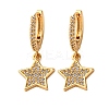 Star Brass Micro Pave Clear Cubic Zirconia Hoop Earrings EJEW-F384-04G-4
