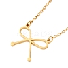 304 Stainless Steel Bowknot Pendant Necklaces for Women NJEW-S434-01G-1