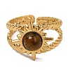 Round Natural Tiger Eye Finger Rings RJEW-Q822-39G-02-2