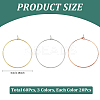 60Pcs 3 Colors Long-Lasting Plated Brass Hoop Earrings Findings KK-CN0003-12-2