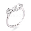 Flower & Bowknot Brass Micro Pave Clear Cubic Zirconia Adjustable Ring Settings KK-T076-78P-1