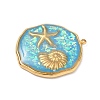 304 Stainless Steel Epoxy Resin with Natural Shell and Sequins Inside Pendants STAS-L026-17G-G03-2