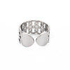 304 Stainless Steel Curb Chain Open Cuff Ring for Women RJEW-S405-162P-2