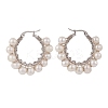 Natural Pearl Braided Hoop Earrings EJEW-JE04851-3