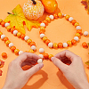 Thanksgiving Day Theme 5 Strands Spray Painted Natural Wood Beads Strands WOOD-SP0001-02C-3