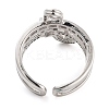 Rack Plating Brass Micro Pave Cubic Zirconia Paper Clip Open Cuff Rings for Women RJEW-C080-02P-3