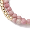 Natural  Dyed Hemimorphite Round Beadeds Double-layered Bracelets for Women BJEW-JB12095-01-3