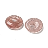 Natural Strawberry Quartz Donut/Pi Disc Charms G-G142-02D-2
