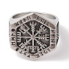 Viking 304 Stainless Steel Vegvisir Wide Finger Rings for Mens RJEW-U005-21A-01-2