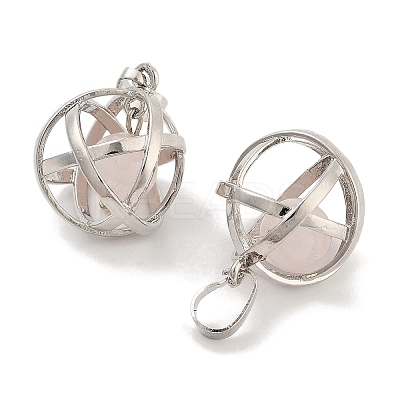 Natural Rose Quartz Round Ball Pendants G-Q163-05P-08-1