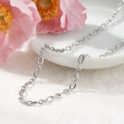 3.5MM 304 Stainless Steel Oval Link Chain Necklaces NJEW-T016-08P-1