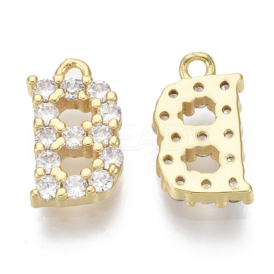 Brass Micro Pave Cubic Zirconia Charms KK-T060-05-B-G-NF-1
