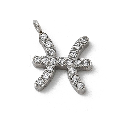 304 Stainless Steel Micro Pave Cubic Zirconia Charms STAS-Z107-09P-05-1
