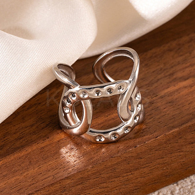 201 Stainless Steel Oval Link Chain Cuff Rings FS-WG16057-34-1