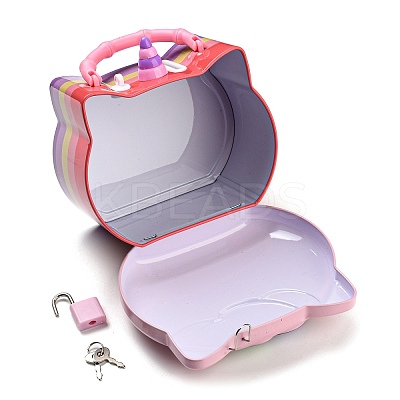 Unicorn Head Iron Money Banks for Kids AJEW-G053-01A-1