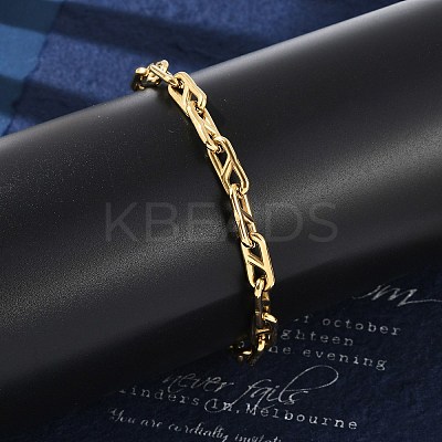 304 Stainless Steel Oval Link Chain Bracelets for Women Men BJEW-F488-49A-G-1