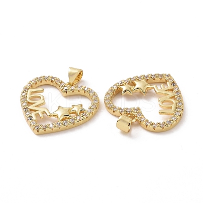 Brass Cubic Zirconia Pendants KK-G453-01G-02-1