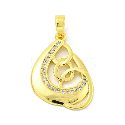Brass Micro Pave Clear Cubic Zirconia Pendants KK-P263-05A-G-1