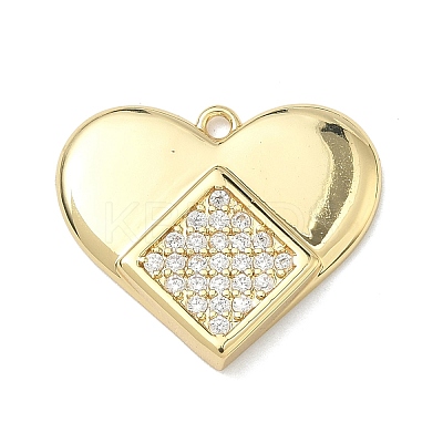 Brass Micro Pave Clear Cubic Zirconia Pendants KK-I476-14G-1