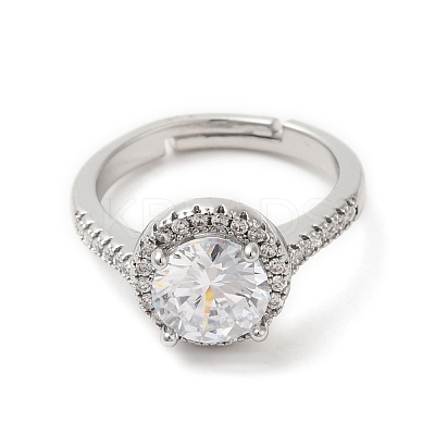 Glass Diamond Adjustable Rings with Cubic Zirconia RJEW-G288-01P-1