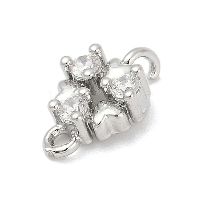 Brass Micro Pave Clear Cubic Zirconia Connector Charms KK-Z094-08P-01-1