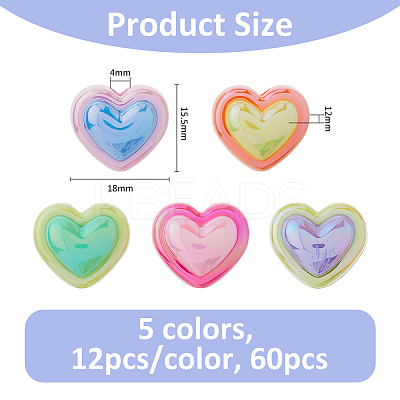 60Pcs 5 Colors Opaque Acrylic Beads OACR-FH0001-058-1