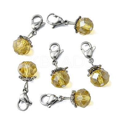 Electroplate Faceted Glass Pendants HJEW-TAC0004-06-1