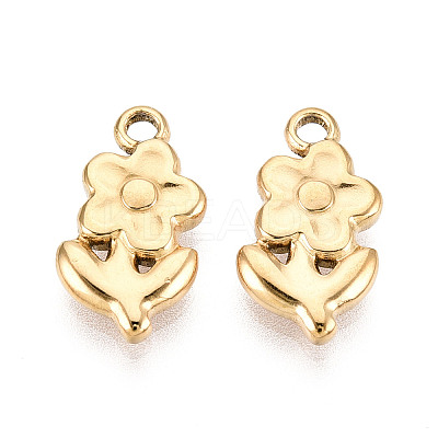 304 Stainless Steel Flower Pendants STAS-T069-30G-1