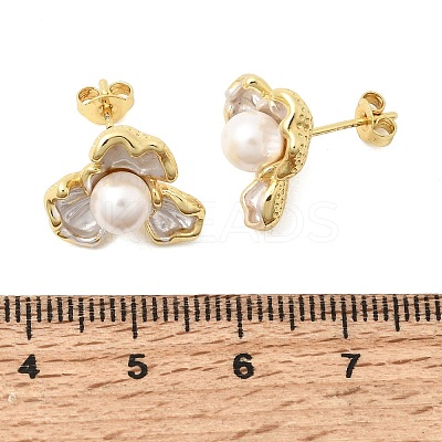 Brass Enamel Stud Earrings KK-CBAB173-02D-G-1