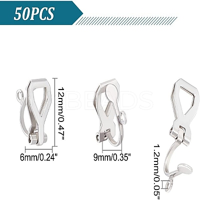 50Pcs 304 Stainless Steel Clip-on Earring Findings STAS-UN0057-37-1