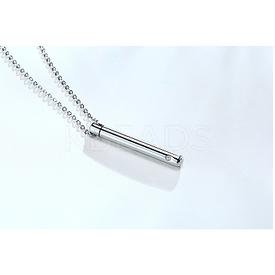 Clear Cubic Zirconia Column Urn Ashes Pendant Necklace BOTT-PW0002-001P-1