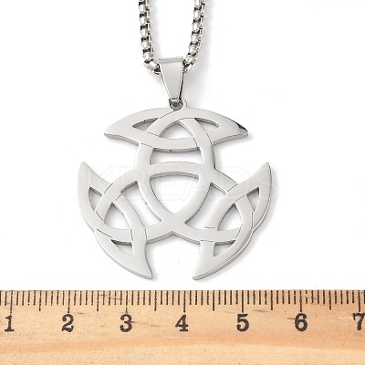 201 Stainless Steel Viking Triquetra Knot Pendant Necklaces LS-NJEW-H065-06P-1
