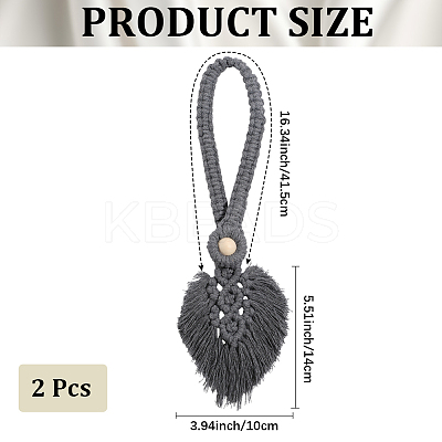 2Pcs Handmade Macrame Leaf Curtain Tiebacks AJEW-CN0003-65C-1
