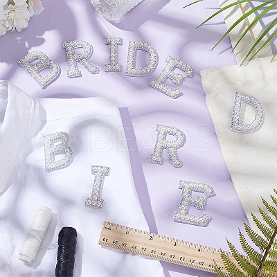 Rhinestone with Plastic Pearl Cloth Embroidery Sew on Appliques PATC-WH0008-142D-1