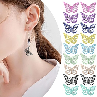 18Pcs 9 Colors Electrophoresis 430 Stainless Steel Pendants STAS-YW0011-16-1